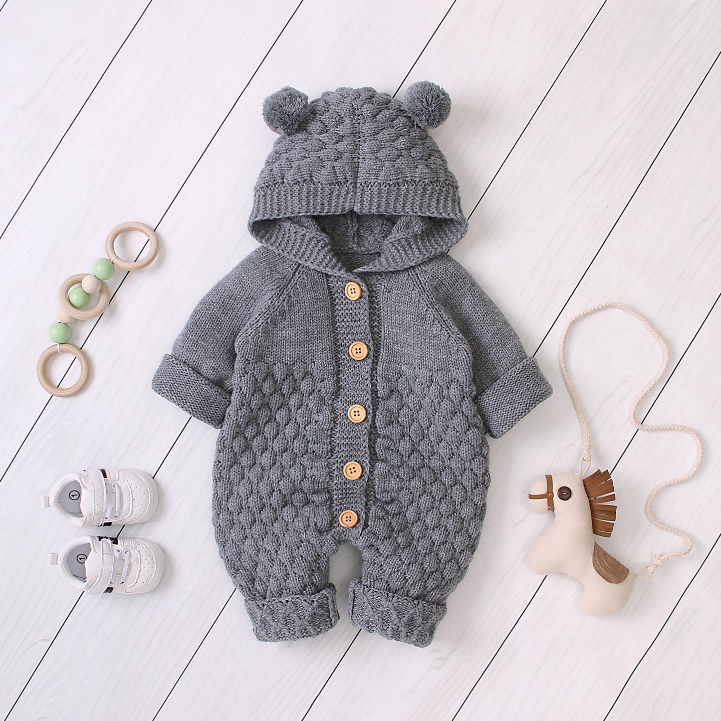 Snuggle Knit Hooded Romper