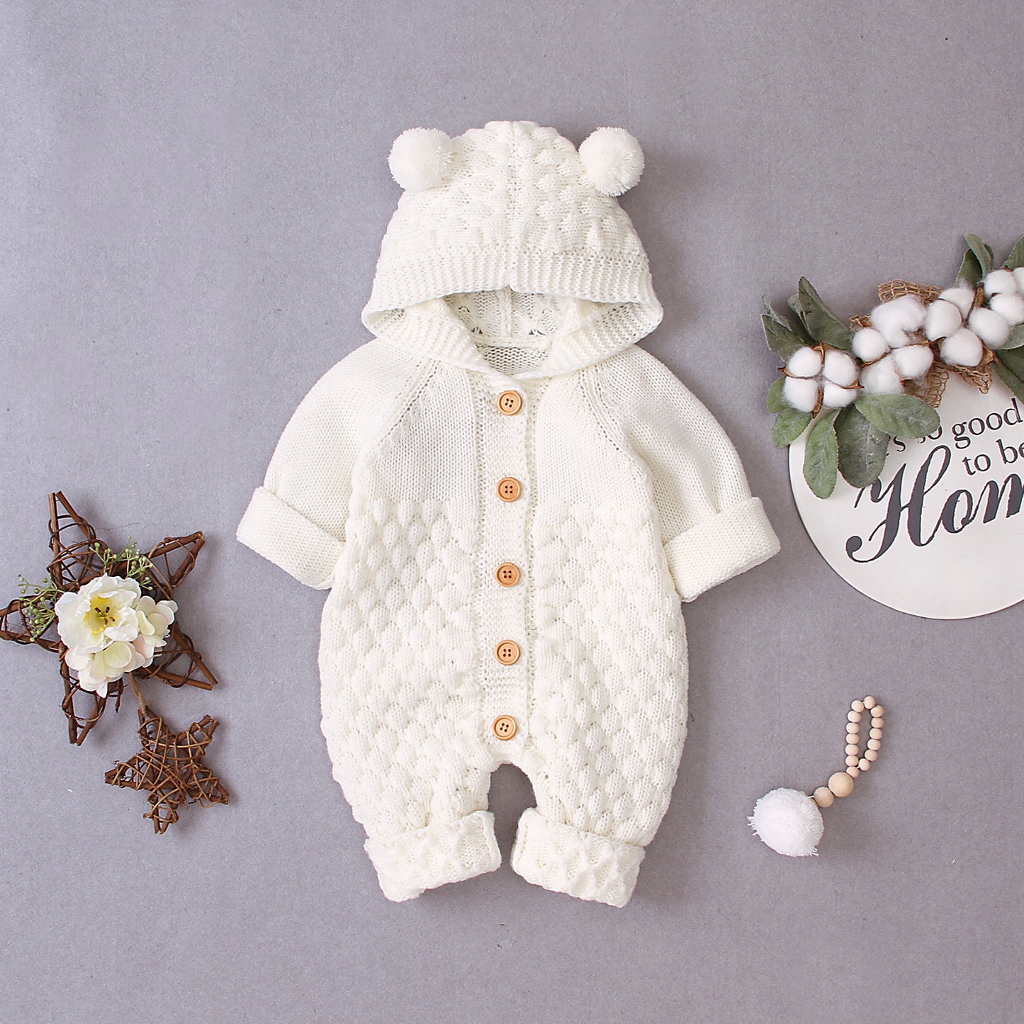 Snuggle Knit Hooded Romper